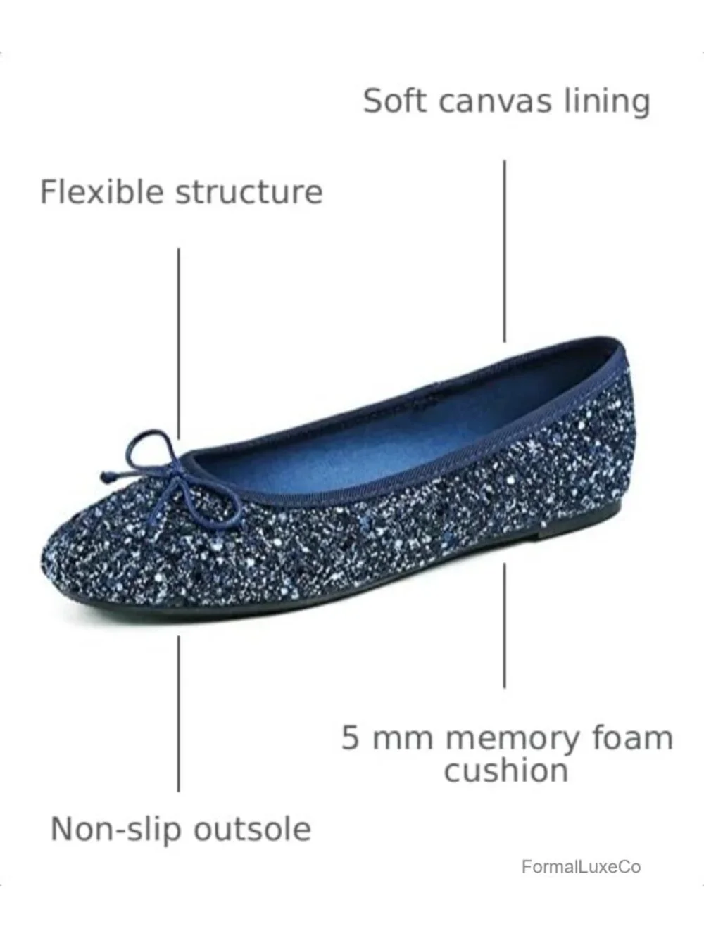 Bling Soft Cushioned Memory Foam Flats Party Ballets Round Toe